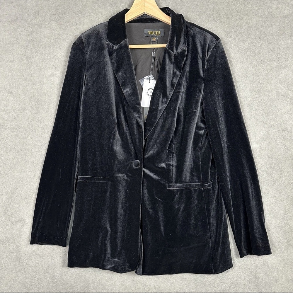 Truth by Republic Black Velvet Women's Suit Jacket EUC - Picture 1 of 4